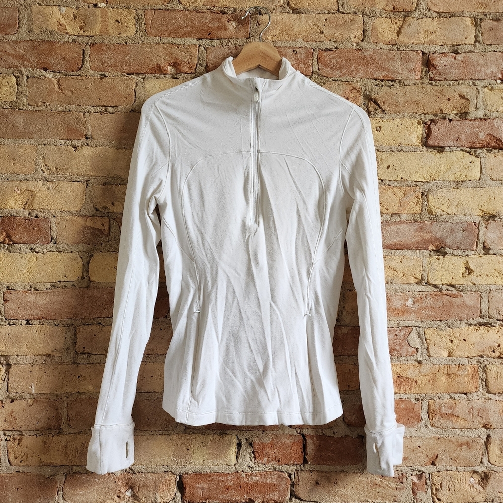 Lululemon White Fitted 1/4 Quarter Zip Pullover Size 8